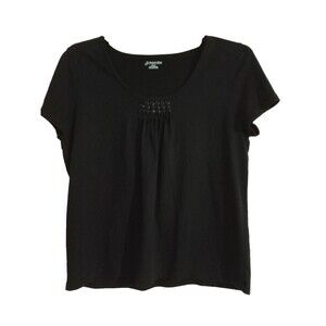 St Johns Bay Shirt Women’s Size XLarge Black Short Sleeve Top Shirt Solid